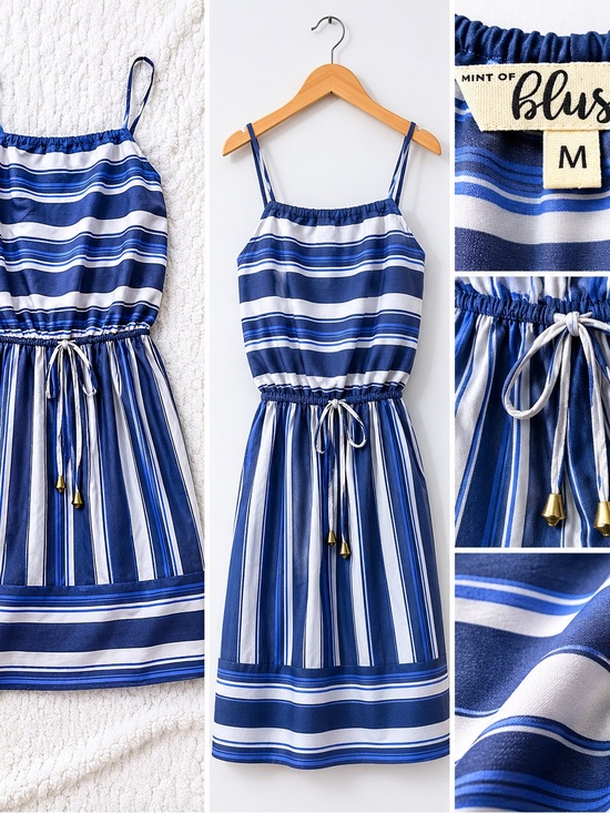 A Hint Of Blush Dresses & Skirts - A Hint of Blush Blue and White Striped Midi Dress